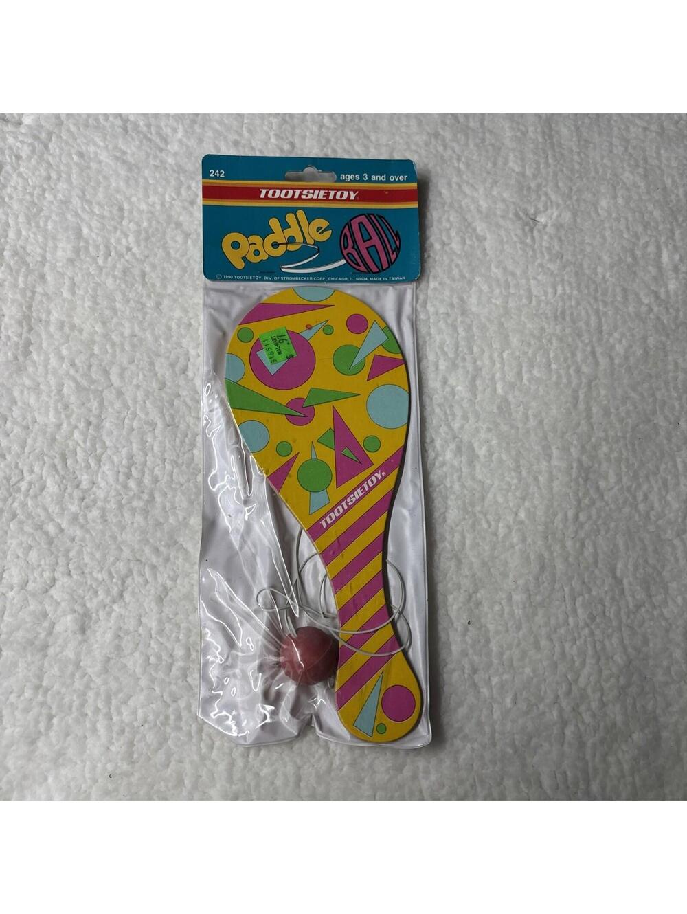 Vtg Tootsie Toy Paddle Ball 1997 Sturdy Wood Construction NOS Sealed
